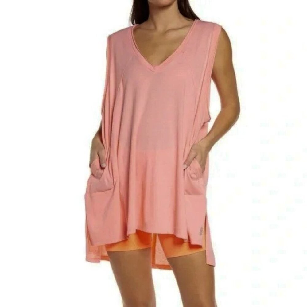 Free People Movement City Vibes Oversized Pink Tunic with Pockets XS